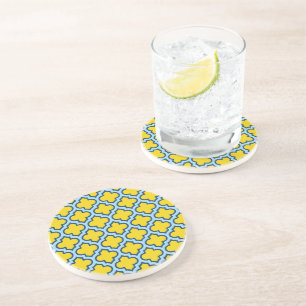 Dessous De Verre En Grès Trellis jaune et bleu bébé, treillis, Quatrefoil