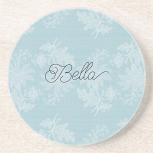 Dessous De Verre En Grès Très jolie fausse dentelle florale bleu clair blan
