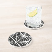 Dessous De Verre En Grès Triangles Abstraits noir et blanc Coupe Lino (Côté)