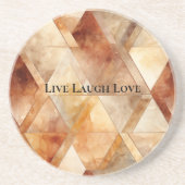 Dessous De Verre En Grès Triangles Crème Bourgogne Rouge Or (Devant)