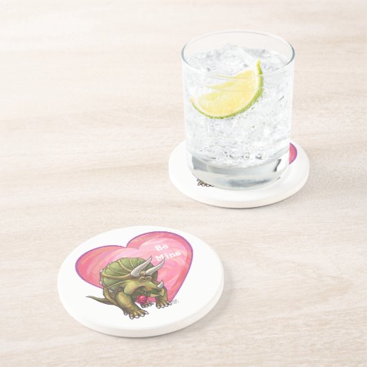 Dessous De Verre En Grès Tricératops Red Rose Heart (Côté)