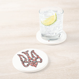 Dessous De Verre En Grès Trident de l'emblème national ukrainien tryzub sty