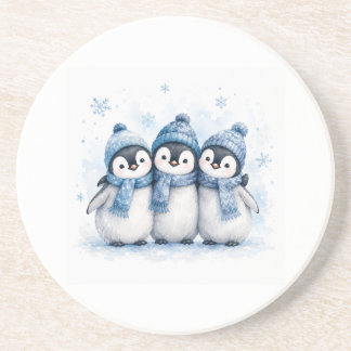 Dessous De Verre En Grès Trio de manchots mignons de l'hiver Can Cooler | A