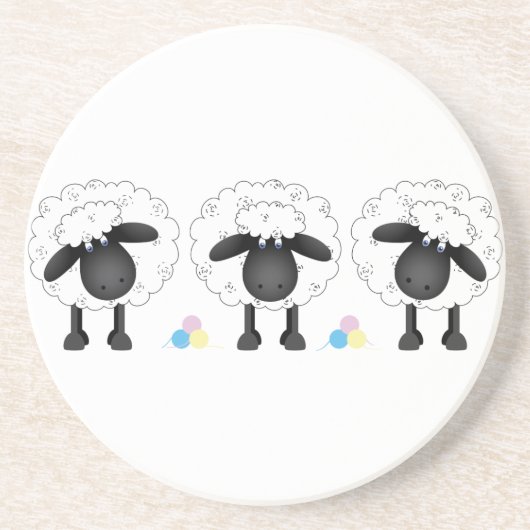 Dessous De Verre En Grès Trio des moutons (Devant)