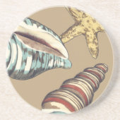 Dessous De Verre En Grès Trio Shell sur Khaki (Devant)