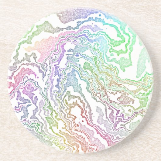 Dessous De Verre En Grès Trippy Boho Marbré coloré arc-en-ciel Abstrait (Devant)