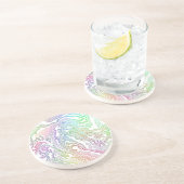 Dessous De Verre En Grès Trippy Boho Marbré coloré arc-en-ciel Abstrait (Côté)