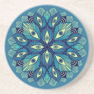 Dessous De Verre En Grès Trippy Psychedelic Eyes Floral Art - Surreal Eyes
