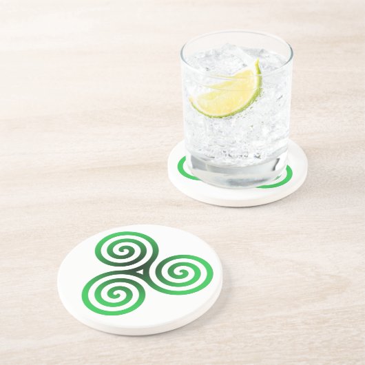 Dessous De Verre En Grès Triskele céleste vert (Côté)