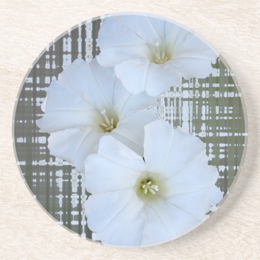 Dessous De Verre En Grès trois fleurs blanches (Devant)
