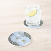 Dessous De Verre En Grès trois fleurs blanches (Côté)