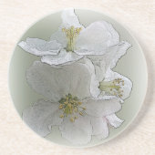 Dessous De Verre En Grès trois fleurs blanches (Devant)