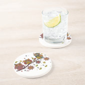 Dessous De Verre En Grès Trois hiboux sur branche (Côté)