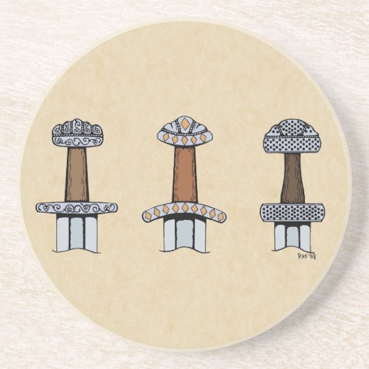 Dessous De Verre En Grès Trois Hillets d'épée viking (Devant)