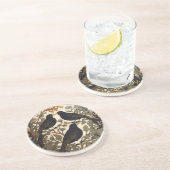 Dessous De Verre En Grès Trois oiseaux noirs William Morris Inspiré (Côté)