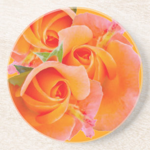 Dessous De Verre En Grès Trois Roses orange