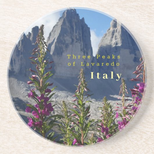 Dessous De Verre En Grès Trois sommets de Lavaredo Italie Fleur sauvage (Devant)