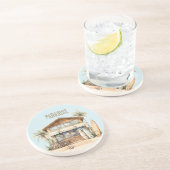 Dessous De Verre En Grès Tropical Beach Ocean Sand Surfboards House (Côté)