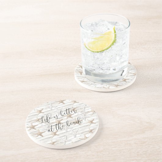 Dessous De Verre En Grès Tropical Ocean Beach Starfish Mariage (Côté)