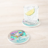 Dessous De Verre En Grès Tropical Ocean Camping Trailer Nom famille (Côté)