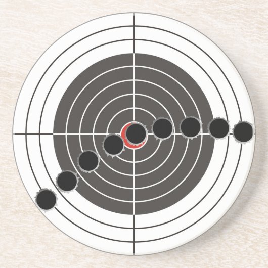 Dessous De Verre En Grès Trous de balle de mitrailleuse au-dessus de cible (Devant)