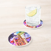 Dessous De Verre En Grès Tuba Éclatant en Perspective Inclinée Cuivres (Côté)