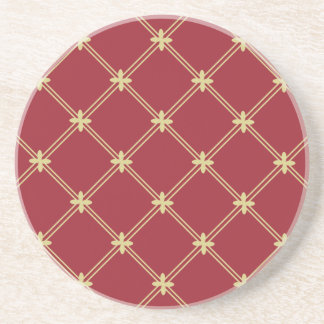 Dessous De Verre En Grès Tudor Motif rouge et or