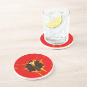Dessous De Verre En Grès tulipe jaune rouge (Côté)