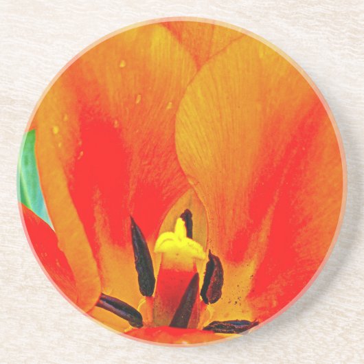 Dessous De Verre En Grès Tulipe orange (Devant)