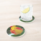 Dessous De Verre En Grès tulipe rouge jaune (Côté)