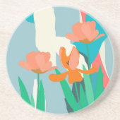 Dessous De Verre En Grès Tulipes d'abricot Blocs de couleurs modernes artis (Devant)