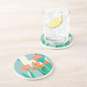 Dessous De Verre En Grès Tulipes d'abricot Blocs de couleurs modernes artis