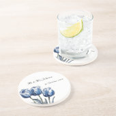 Dessous De Verre En Grès Tulipes en bleu de Delft personnalisables (Côté)