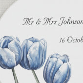 Dessous De Verre En Grès Tulipes en bleu de Delft personnalisables