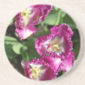 Dessous De Verre En Grès Tulipes mignonnes pourpres dans le jardin (Devant)