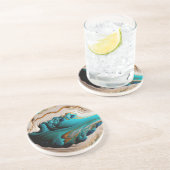 Dessous De Verre En Grès Turquoise Aqua Blue Gold Gemstone Acrylique Pour A (Côté)