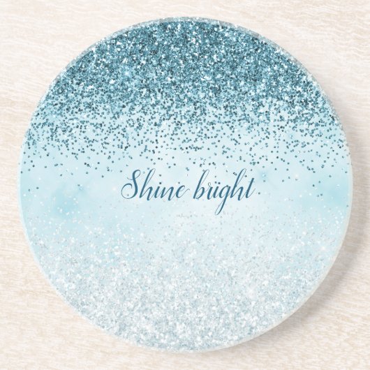 Dessous De Verre En Grès Turquoise Blue Parties scintillant Glitz brillant (Devant)