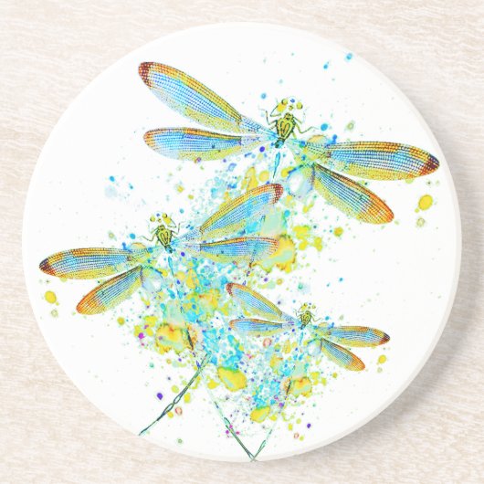 Dessous De Verre En Grès Turquoise éclaboussure de libellule (Devant)