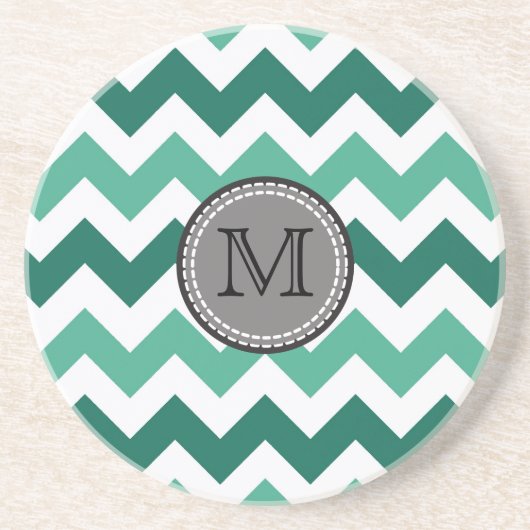Dessous De Verre En Grès Turquoise et Mint Chevron Zigzag Monogram (Devant)