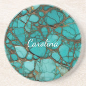 Dessous De Verre En Grès Turquoise Stones Baby Shower (Devant)