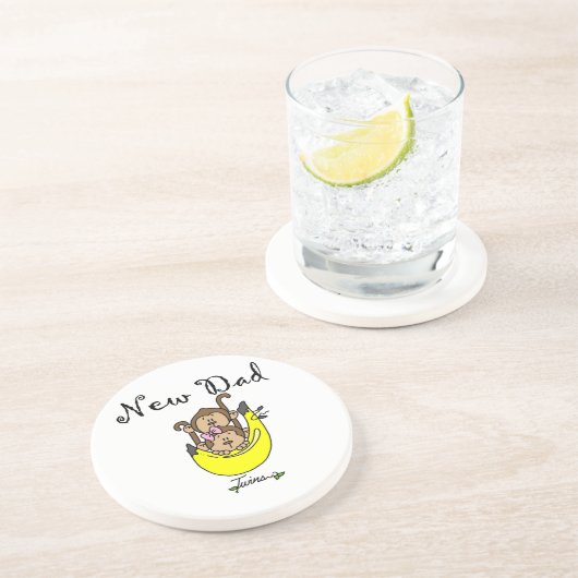 Dessous De Verre En Grès Twin Boy and Girl New Dad Cadeaux (Côté)