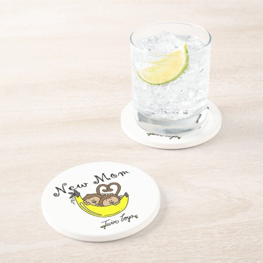 Dessous De Verre En Grès Twin Boys New Mom Cadeaux (Côté)