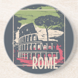 Dessous De Verre En Grès Typographie de Rome : Poster Tour Eiffel.
