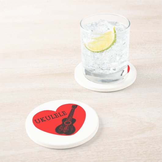 Dessous De Verre En Grès Ukulele Love (Côté)