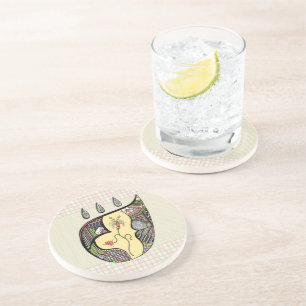 Dessous De Verre En Grès Un dessous de verre avec une fleur dans le grès