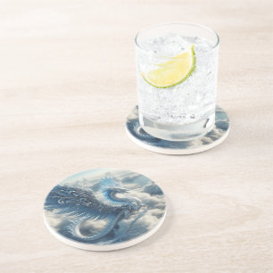 Dessous De Verre En Grès Un dragon superbe entouré de nuages
