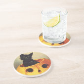 Dessous De Verre En Grès Un joyeux Halloween par Ellen Clapsaddle, chat vin (Côté)