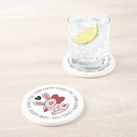 Dessous De Verre En Grès Un Lapin T'Aime (Côté)