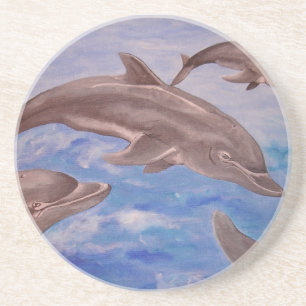 Dessous De Verre En Grès Un morceau de dauphins de saut