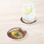 Dessous De Verre En Grès Un panier de jonquilles jaunes et d'oeufs de Pâque (Côté)